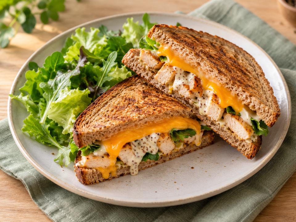 Sandwich poulet moutarde & cheddar fondant